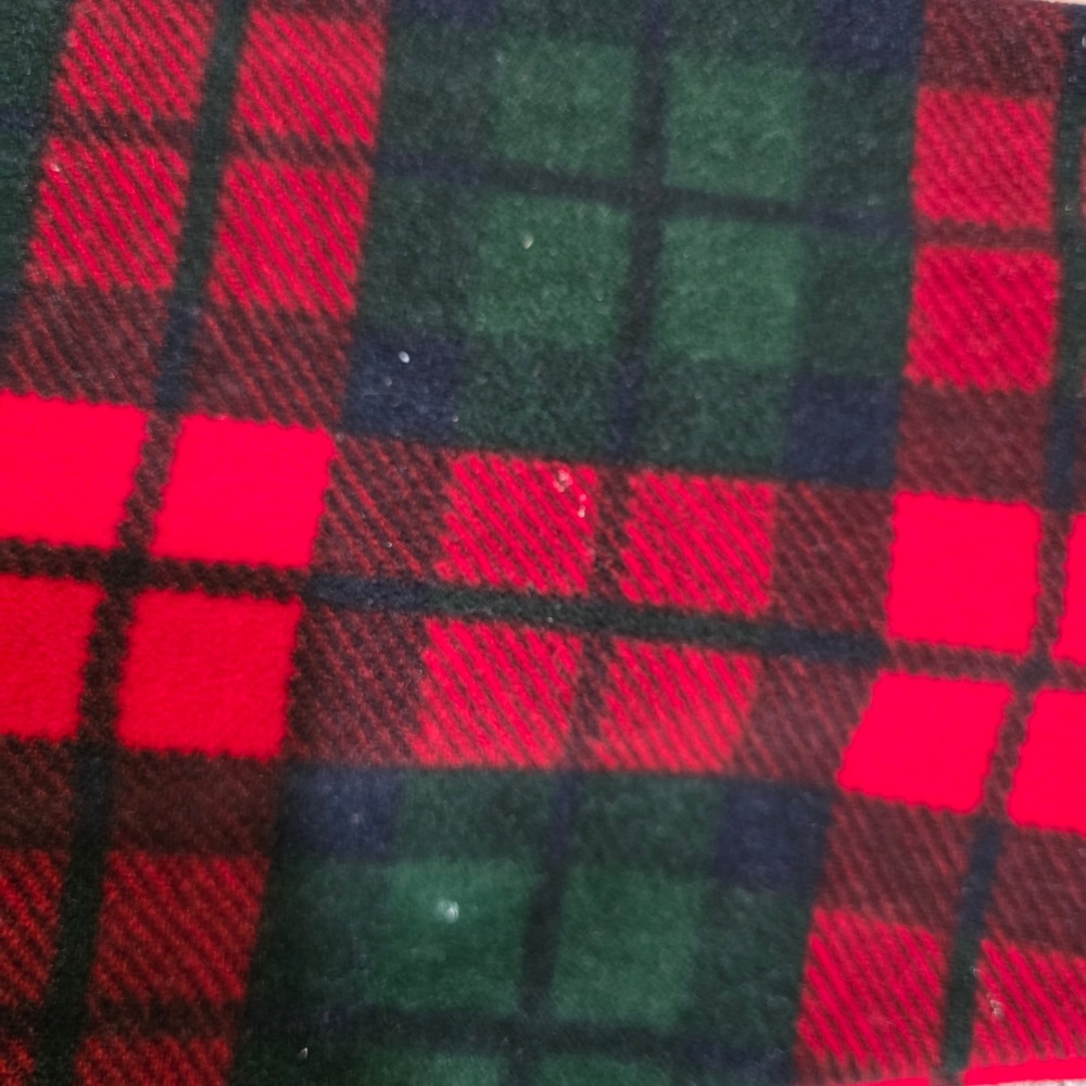 Vintage Gap Fleece Pullover M Red Green Mens 1/4 Zip Plaid Polyester Mock Neck - Picture 6 of 10